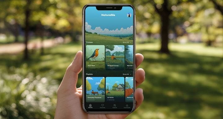 NatureMe app shown on a phone