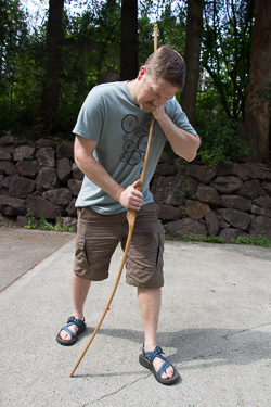 Floor tillering a wooden bow